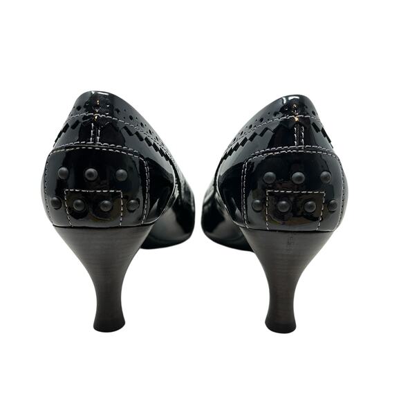 Tod's Pointed Toe Penny Loafer Pumps Heels Patent Leather Black Size US 9.5 - Picture 9 of 15